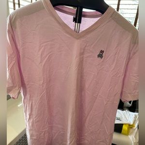 Psycho Bunny by Robert Godley Pima Cotton Pink V Neck T Shirt Size XL